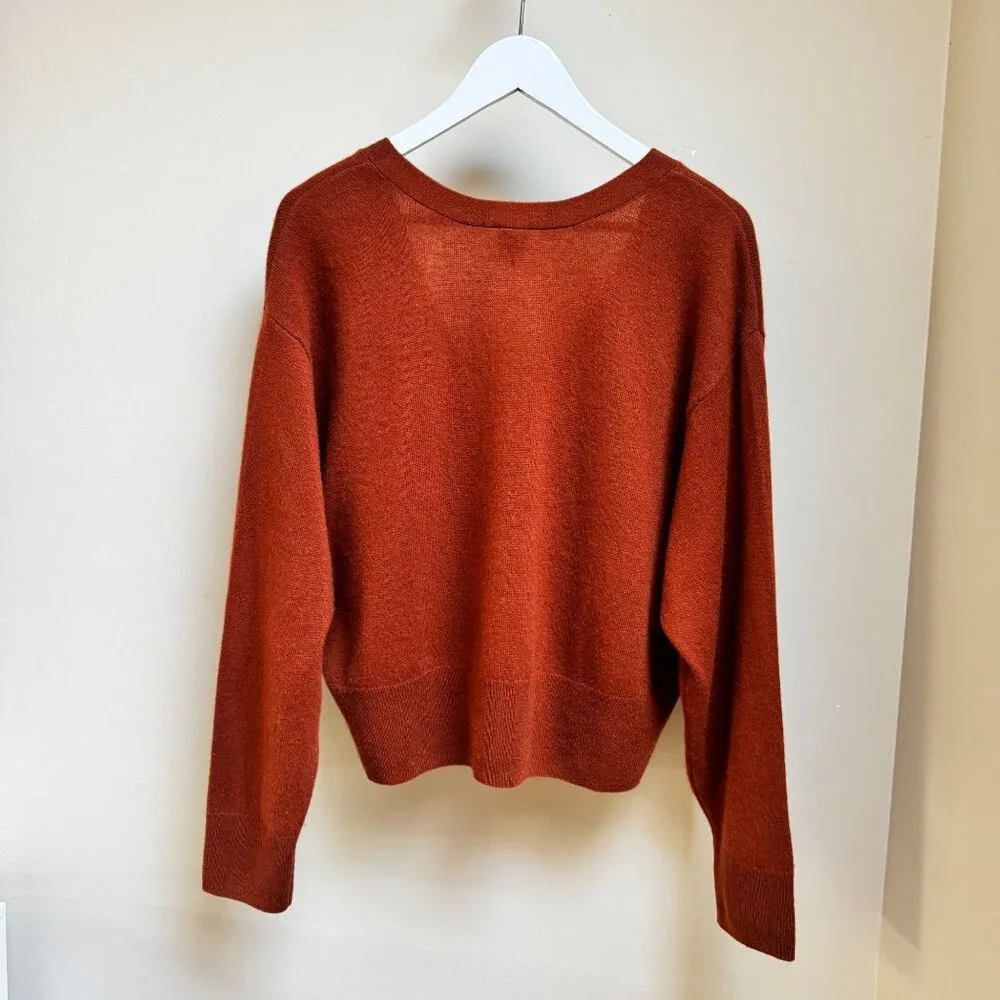 Anthropologie Nouveaux Boxy Cashmere Cardigan – Rust Orange - Picture 6 of 9